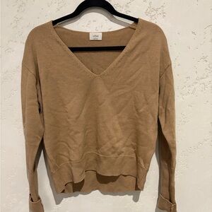Wilfred Camel Knit V-Neck Top